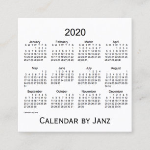 Visita Cuadrada Calendario blanco 2020 por tarjeta de presentació