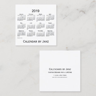 Visita Cuadrada Calendario de 2019 blancos por la tarjeta de