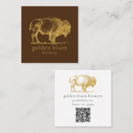 Visita Cuadrada Código QR de búfalo de oro Tarjeta de Biz Brown Sq