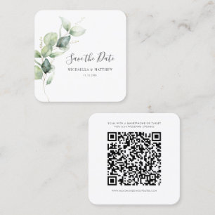Visita Cuadrada Código QR de ecología de eucalipto Guardar tarjeta