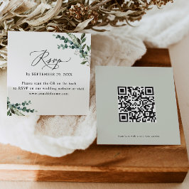 Visita Cuadrada Código QR Tarjeta Rsvp de boda mínima de vegetació