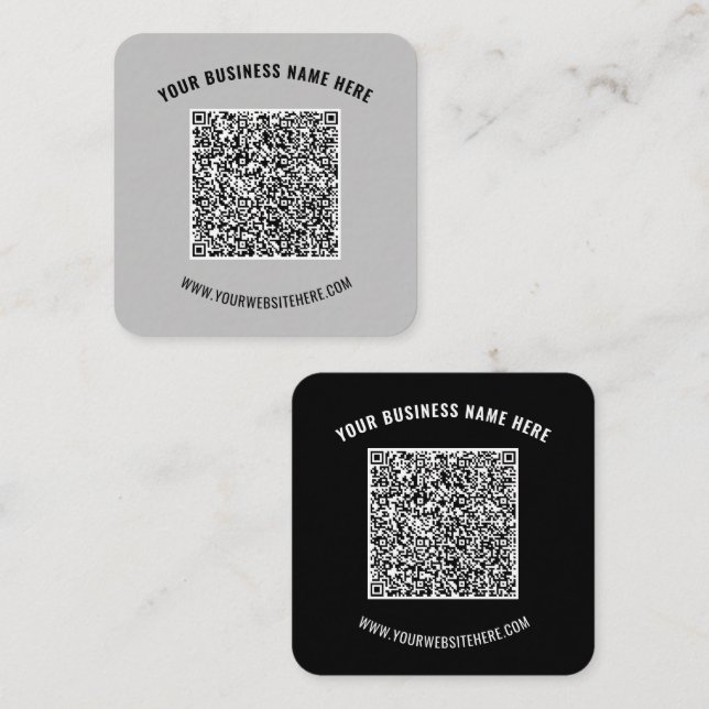 Visita Cuadrada Código QR y texto Personalizado Tarjeta de present (Anverso / Reverso)