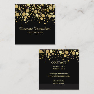 Visita Cuadrada Confetti de Relieve metalizado dorado en tarjeta d