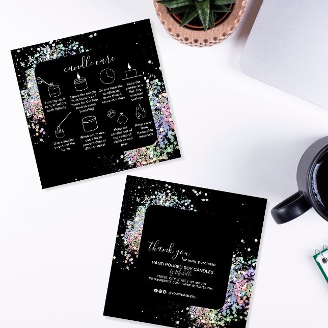 Visita Cuadrada Cuidado de las Velas Gracias Tarjeta Añadir Su Hol (Subido por el creador)