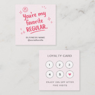 Visita Cuadrada Diseño de tarjeta de lealtad regular favorita rosa
