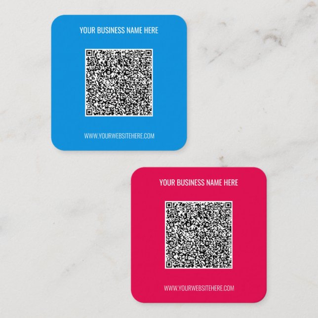 Visita Cuadrada Ejemplo de Tarjeta de Presentación con Código QR D (Anverso / Reverso)