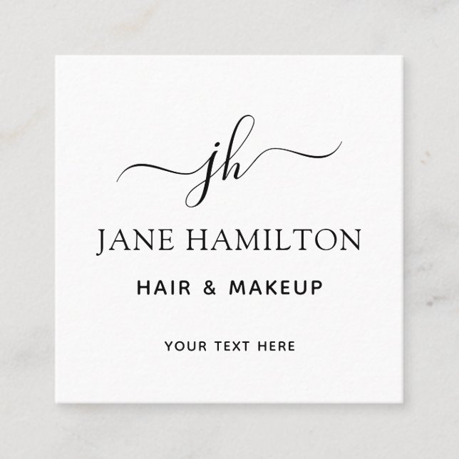 Visita Cuadrada Elegante Monograma Nombre inicial Tarjeta de prese (Anverso)