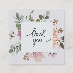 Visita Cuadrada Elegante tarjeta de agradecimiento floral blanca
