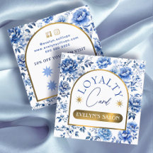 Elegante tarjeta de fidelidad a flores azules chin