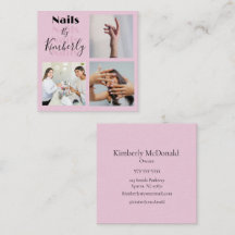 Elegante Tarjeta de Negocio de Salón de Uñas con F