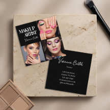 Elegante Tarjeta de Negocios de Maquillaje con Fot