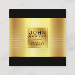 Visita Cuadrada Elegante tarjeta de negocios dorada y negra con lí