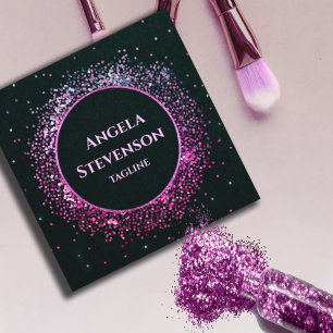 Visita Cuadrada Elegante tarjeta de Purpurina Black Purple