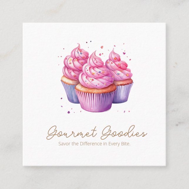 Visita Cuadrada Elegante Y Moderno Cupcake Panadería Tarjeta de Ne (Anverso)