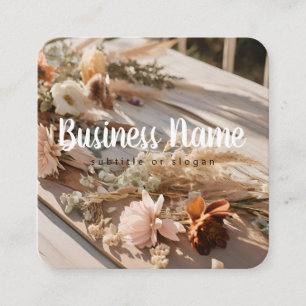 Visita Cuadrada Estético   Sunny   Boho   Floral   Tarjeta de visi