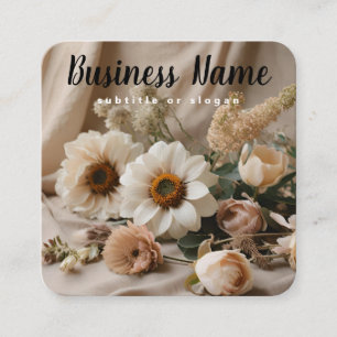 Visita Cuadrada Floral neutra   Estético   Boho   Tarjeta de visit
