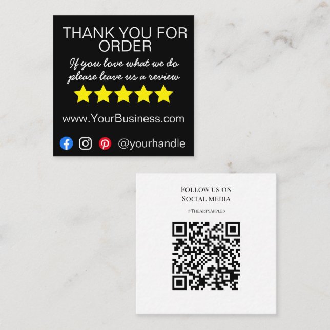 Visita Cuadrada Gracias de negocios inserte la tarjeta como un emb (Anverso / Reverso)