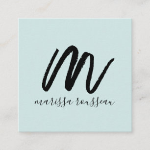 Visita Cuadrada Guión de pincel negro Nombre inicial Tarjeta de ll