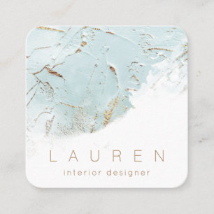 Visita Cuadrada Guión minimalista textura oro azul tarjeta de visi