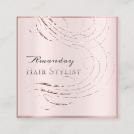 Visita Cuadrada Hair Salon Salon Tarjeta de cita Pastel rosa