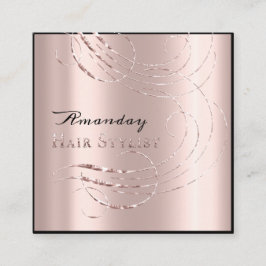 Visita Cuadrada Hair Salon Salon Tarjeta de cita Rosa rosada