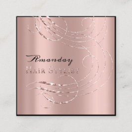 Visita Cuadrada Hair Salon Salon Tarjeta de cita Rosa rosada