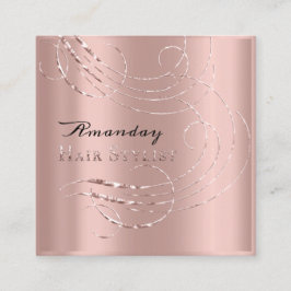 Visita Cuadrada Hair Stylist Salon Tarjeta de cita rosada