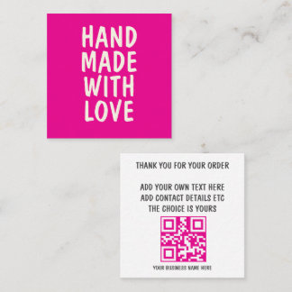 Visita Cuadrada Hecho a Mano con Amor Tarjeta de Agradecimiento pa