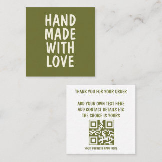 Visita Cuadrada Hecho a Mano con Amor Tarjeta de Agradecimiento pa