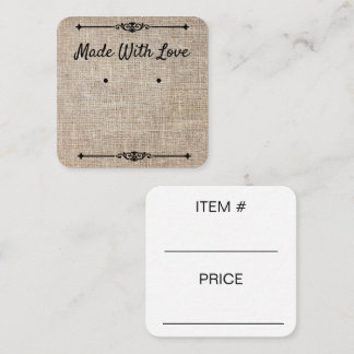 Visita Cuadrada Hecho con tarjeta de amor Jute natural