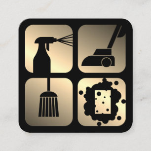Visita Cuadrada Iconos de servicios de limpieza tarjeta de negocio