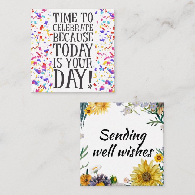 Visita Cuadrada Inserción de tarjeta Cumpleaños/Envío de buenos de (Anverso / Reverso)