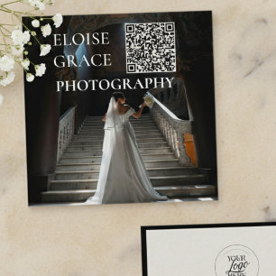 Visita Cuadrada Logotipo de foto editorial Código QR Tarjeta de pr