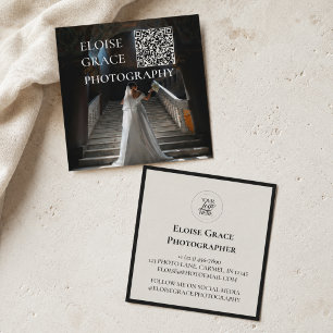Visita Cuadrada Logotipo de foto editorial Código QR Tarjeta de pr