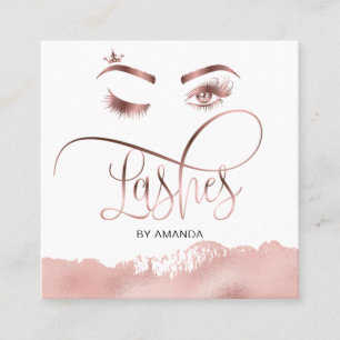 Visita Cuadrada Makeup Eyebrow Eyes Lashes Rosa Tarjeta de Negocio