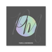 Monograma moderno de círculo holográfico - tarjeta