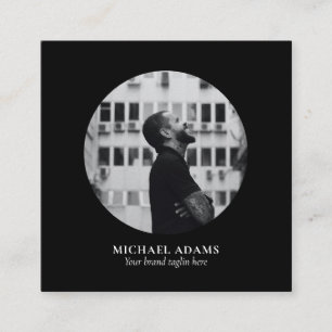 Visita Cuadrada Negro y Blanco Simple Tarjeta de Presentación de F