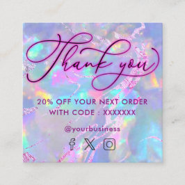 Visita Cuadrada neon gracias gemstone opal textura tarjeta de desc