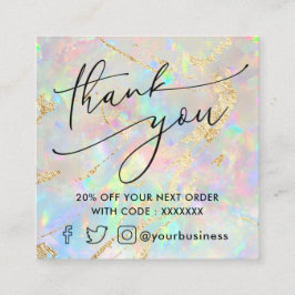 Visita Cuadrada nueva tarjeta de descuento opal de agradecimiento