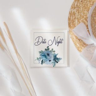 Visita Cuadrada Pastel Blue Elegant Rosas Boda Tarjeta de noche