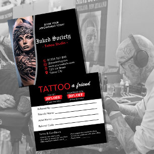 Visita Cuadrada Plantilla de Tarjeta de Recomendación de Tatuajes 