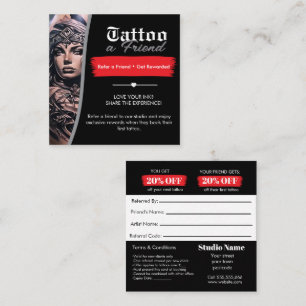 Visita Cuadrada Plantilla de Tarjeta de Recomendación de Tatuajes 