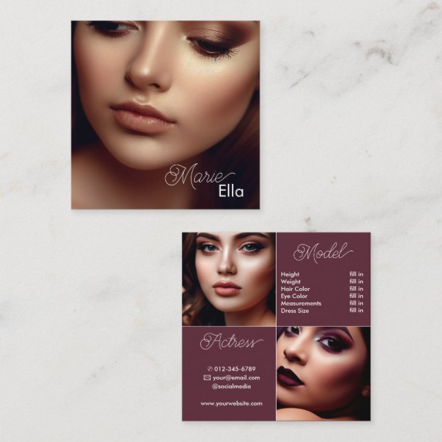 Visita Cuadrada Plantilla moderna de fotografía de tarjeta de comp (Anverso / Reverso)