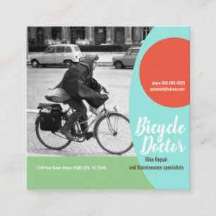 Visita Cuadrada Plaza BICICICLETA DE REPARACIÓN, tarjeta de visit