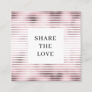 Visita Cuadrada rayas metálicas rosa tarjeta de fidelidad moderna 