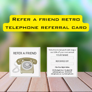 Visita Cuadrada Refiera una tarjeta de referencia telefónica retro