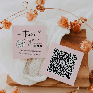 Visita Cuadrada Rosa   Marca Gracias Tarjeta De Embalaje