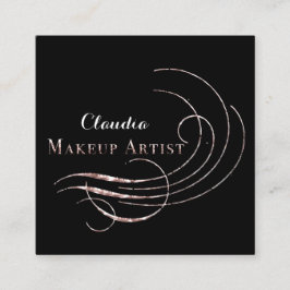 Visita Cuadrada Salon Makeup Artist Tarjeta de cita Rosa negro