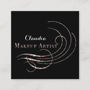 Visita Cuadrada Salon Makeup Artist Tarjeta de cita Rosa negro