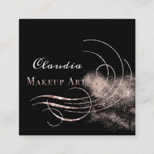 Visita Cuadrada Salón maquillaje Artista Tarjeta de cita Purpurina